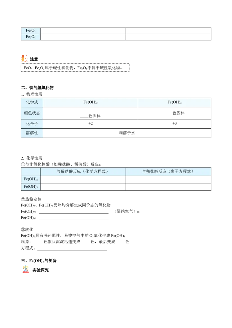 第21讲铁的重要化合物（学生版）-（人教版2019）_高化_595801221724高中化学新人教版选择性必修一二三电子版教案PPT课件高中试卷_必修一册（人教版）_讲义
