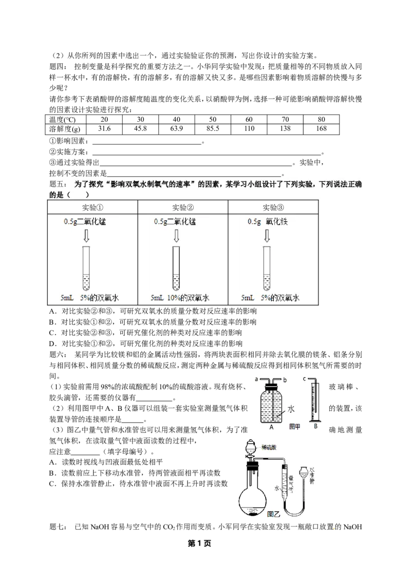 专题实验探究经典精讲课后练习及详解_初中化学_01.人教版初中化学_07.初中化学中考总复习_人教版化学中考专题复习