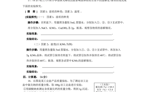 初三化学试题：人教版第九章溶液单元试题_初中化学_01.人教版初中化学_01.初中化学课件PPT--教案--试题_初中化学&mdash;课件&mdash;教案&mdash;试题-推荐_9年级下课件教案试题_9年级下试题