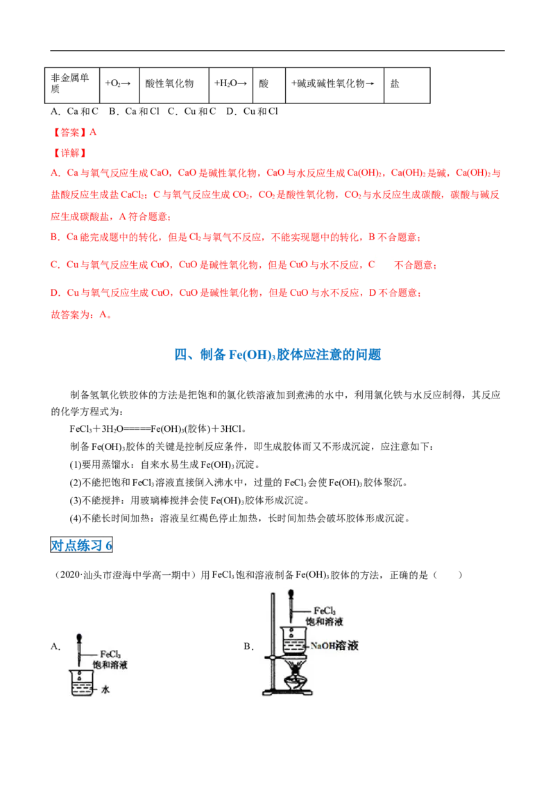 第一章第一节物质的分类及转化-2020-2021学年高一化学期末复习节节高（人教版2019必修第一册）（解析版）_高化_2025春-人教版高中化学_01新版高中化学必修一_6.期末复习_期末复习讲义