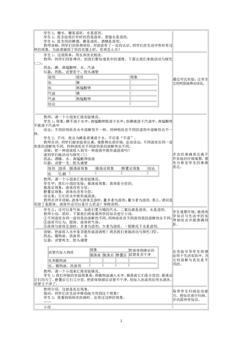 2012-2013学年九年级化学（人教版下册）第9单元《课题1溶液的形成》教案_初中化学_01.人教版初中化学_01.初中化学课件PPT--教案--试题_初中化学全套_化学教案