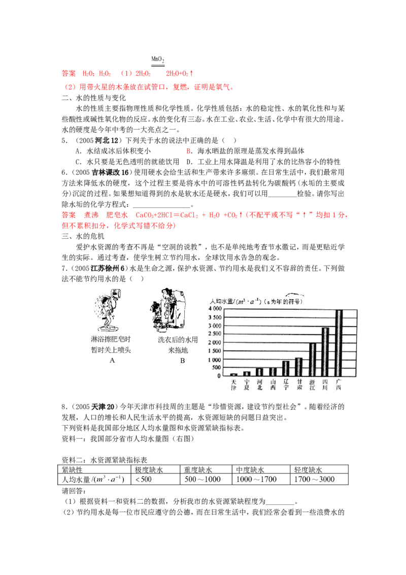 全国中考化学真题分类汇编之_第四单元自然界的水_初中化学_01.人教版初中化学_01.初中化学课件PPT--教案--试题_初中化学&mdash;课件&mdash;教案&mdash;试题-推荐_9年级上课件教案试题_第4单元