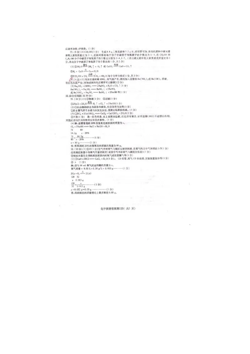 2010年全国初中学生化学素质和实验能力竞赛河南省初赛试题_初中化学_01.人教版初中化学_01.初中化学课件PPT--教案--试题_初中化学全套_化学试题