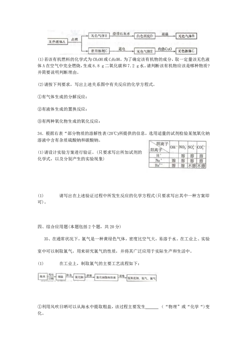 2010年全国初中学生化学素质和实验能力竞赛河南省初赛试题_初中化学_01.人教版初中化学_01.初中化学课件PPT--教案--试题_初中化学全套_化学试题