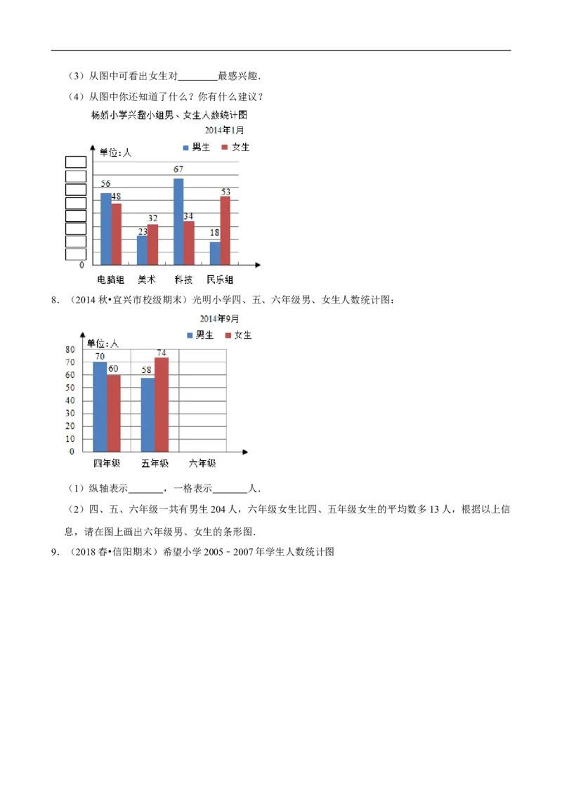 精品第八单元《数据的表示和分析》章节复习&mdash;五年级数学下册考点分类强化训练（原卷）北师大版_26春北师大版数学二下_19、赠送其它资料_旧版_赠品：北师大知识总结