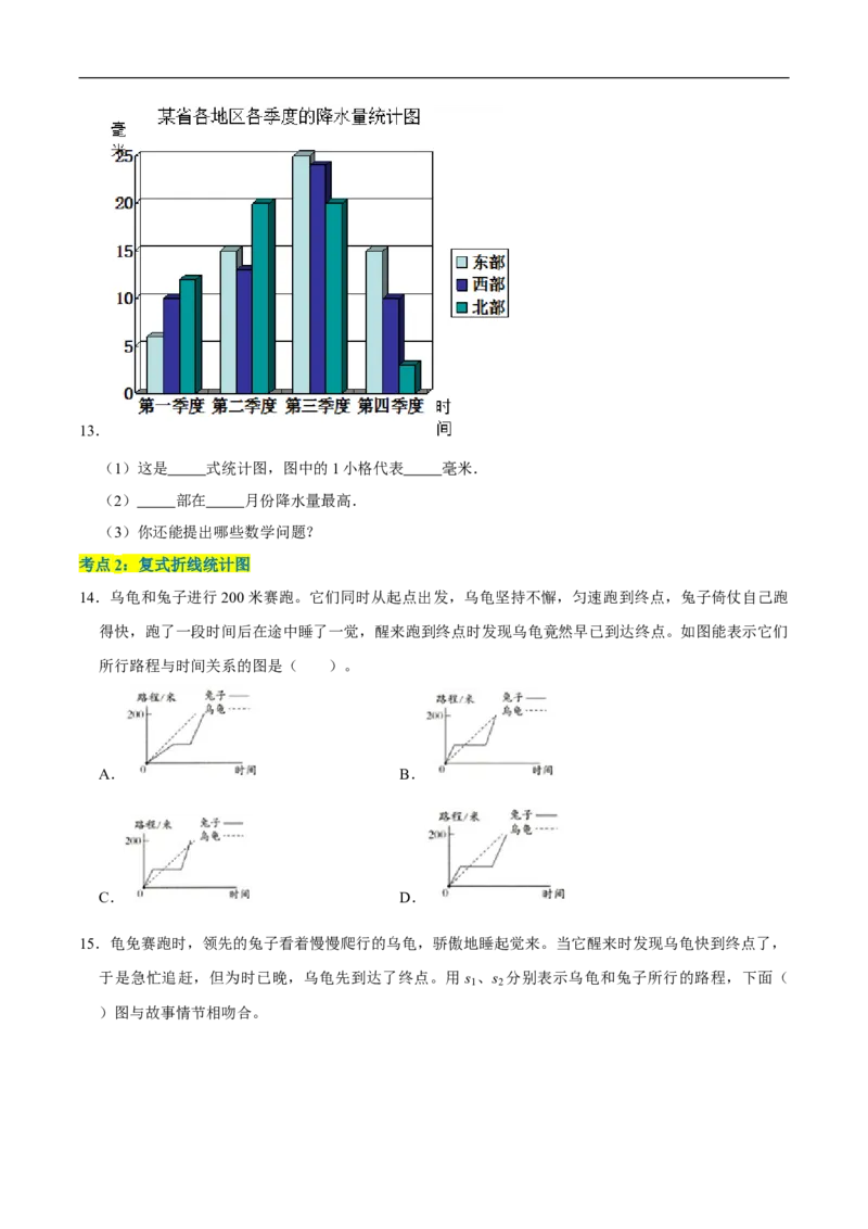 精品第八单元《数据的表示和分析》章节复习&mdash;五年级数学下册考点分类强化训练（原卷）北师大版_26春北师大版数学二下_19、赠送其它资料_旧版_赠品：北师大知识总结