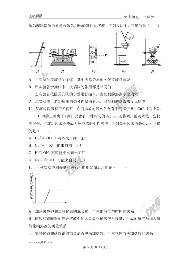2017年湖南省岳阳市中考化学二模试卷（解析版）_初中化学_01.人教版初中化学_01.初中化学课件PPT--教案--试题_初中化学全套(课件--教案--配套)_18年初中化学9年级下_2017月考、模拟卷