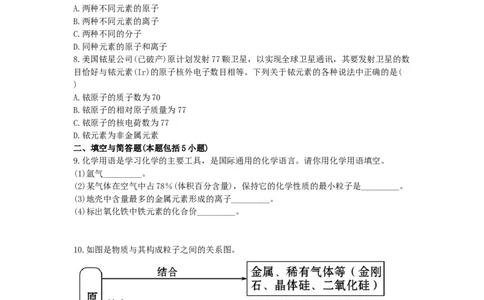 初中化学单元检测试题：3.物质构成的奥秘1_初中化学_01.人教版初中化学_01.初中化学课件PPT--教案--试题_初中化学全套_化学试题