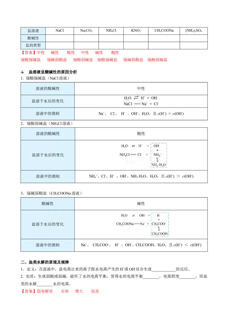 第19讲盐类的水解（教师版）-（人教2019选择性必修1）_高化_595801221724高中化学新人教版选择性必修一二三电子版教案PPT课件高中试卷_选择性必修1册（人教版）_讲义