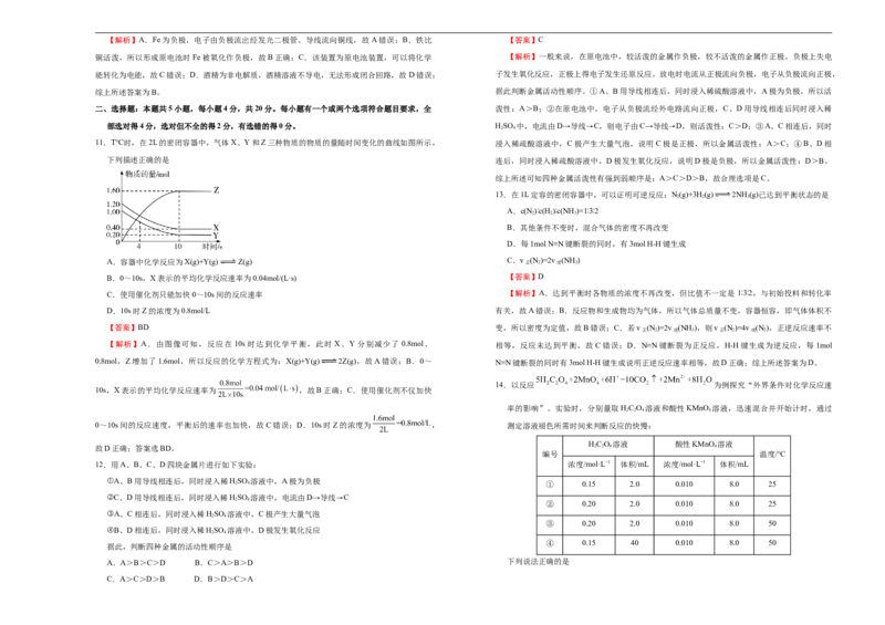 原创2020-2021学年必修第二册第六单元化学反应与能量达标检测卷（B）教师版_高化_2025春-人教版高中化学_02新版高中化学必修二_5.试卷习题_单元测试