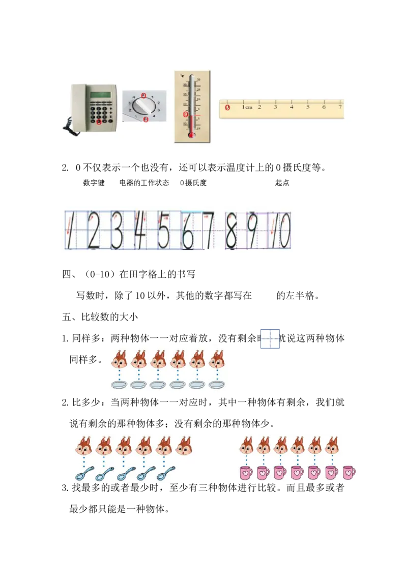 精创知识点小学数学一年级上册一、生活中的数-知识点（北师大版）_26春北师大版数学二下_19、赠送其它资料_旧版_赠品：北师大知识总结_北师大数学一上知识总结（07份）