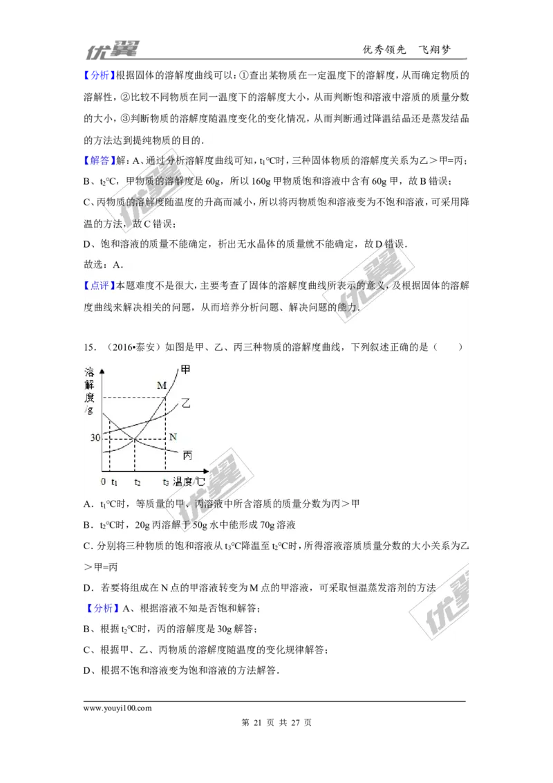 （第一辑）第9单元溶液_初中化学_01.人教版初中化学_01.初中化学课件PPT--教案--试题_初中化学全套(课件--教案--配套)_18年初中化学9年级上_18秋九化上(RJ)--7.复习资料_4.真题汇编