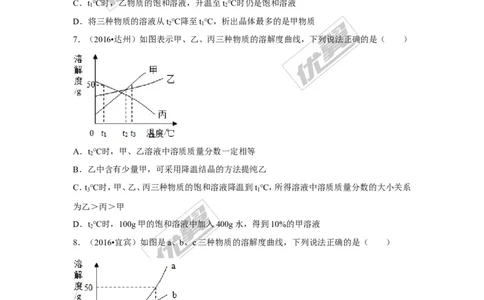 （第一辑）第9单元溶液_初中化学_01.人教版初中化学_01.初中化学课件PPT--教案--试题_初中化学全套(课件--教案--配套)_18年初中化学9年级上_18秋九化上(RJ)--7.复习资料_4.真题汇编