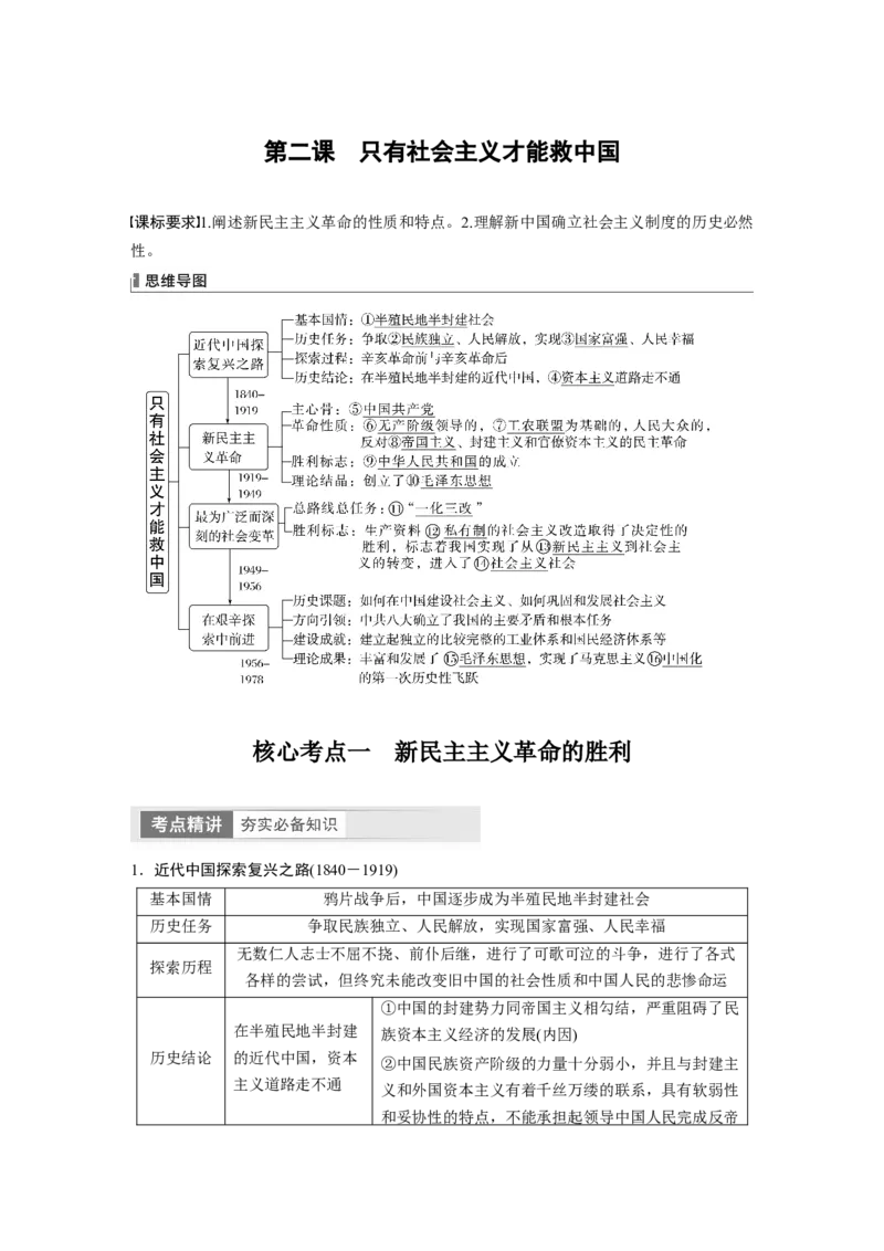 2024年高考政治一轮复习（部编版）必修1　第2课　只有社会主义才能救中国_8.2025政治总复习_2024年新高考资料_1.2024一轮复习_2024年高考政治一轮复习讲义（部编版）