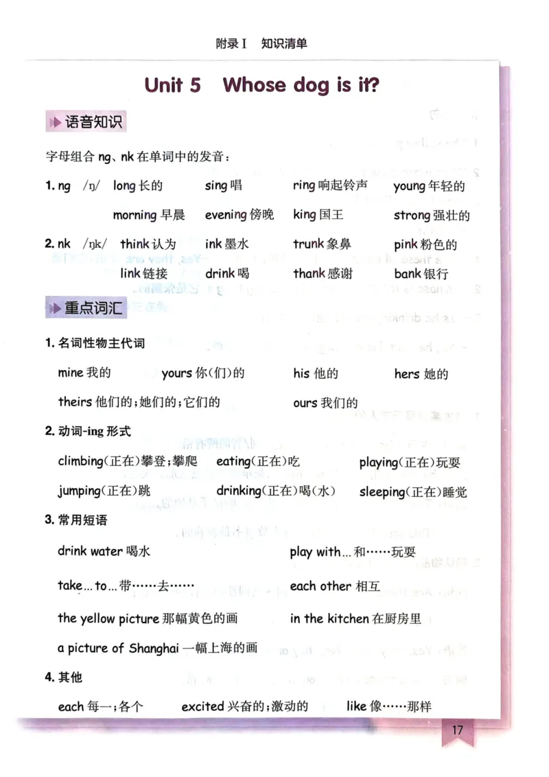 25春黄冈小状元作业本5下英语（PEP)-知识清单_26春四年级上下册人教版_四上英语合集人教版PEP英语四年级上册新教材（教学视频+课件+动画+音频+练习+教案）_17练习资料