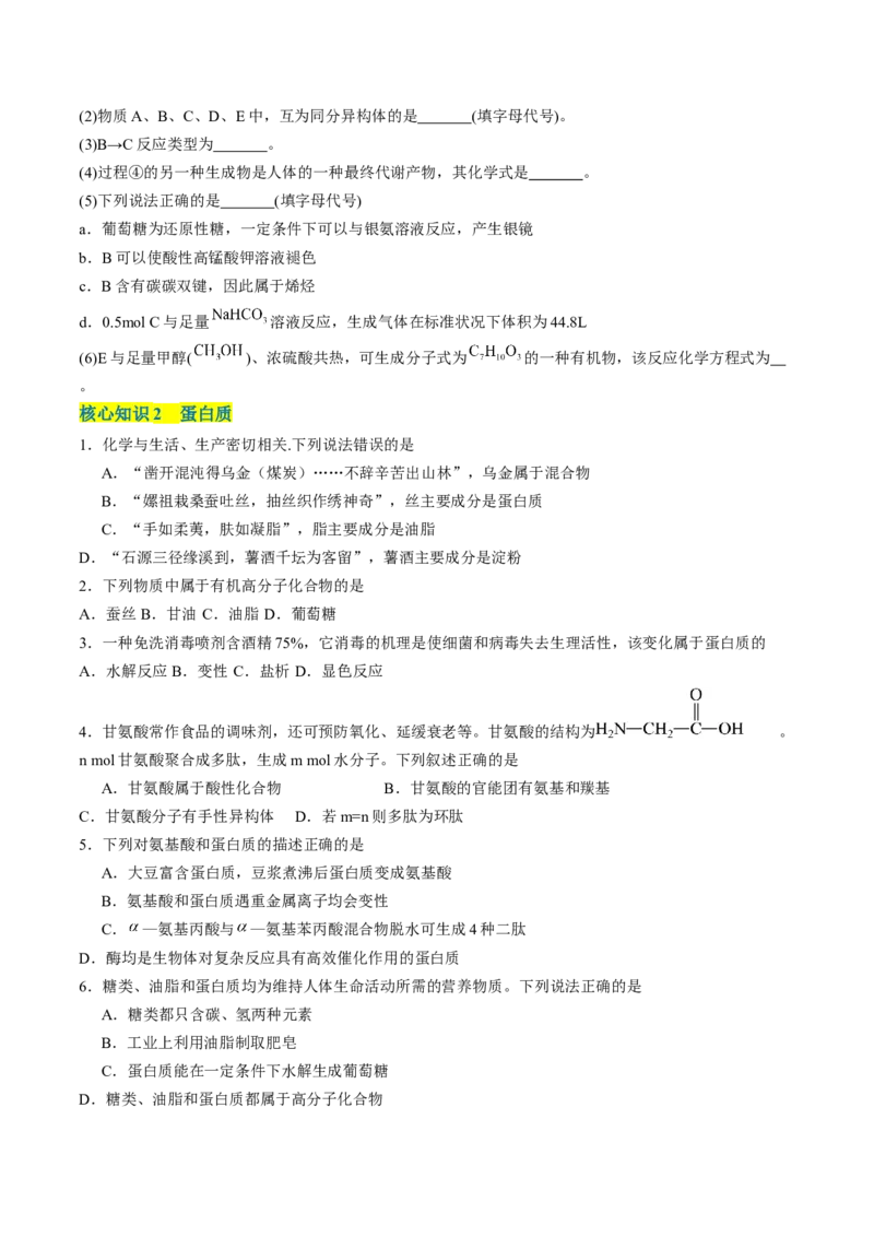 第四章生物大分子单元测试&middot;考点卷-（人教版2019选择性必修3）（原卷版）_高化_595801221724高中化学新人教版选择性必修一二三电子版教案PPT课件高中试卷_选择性必修3册（人教版）