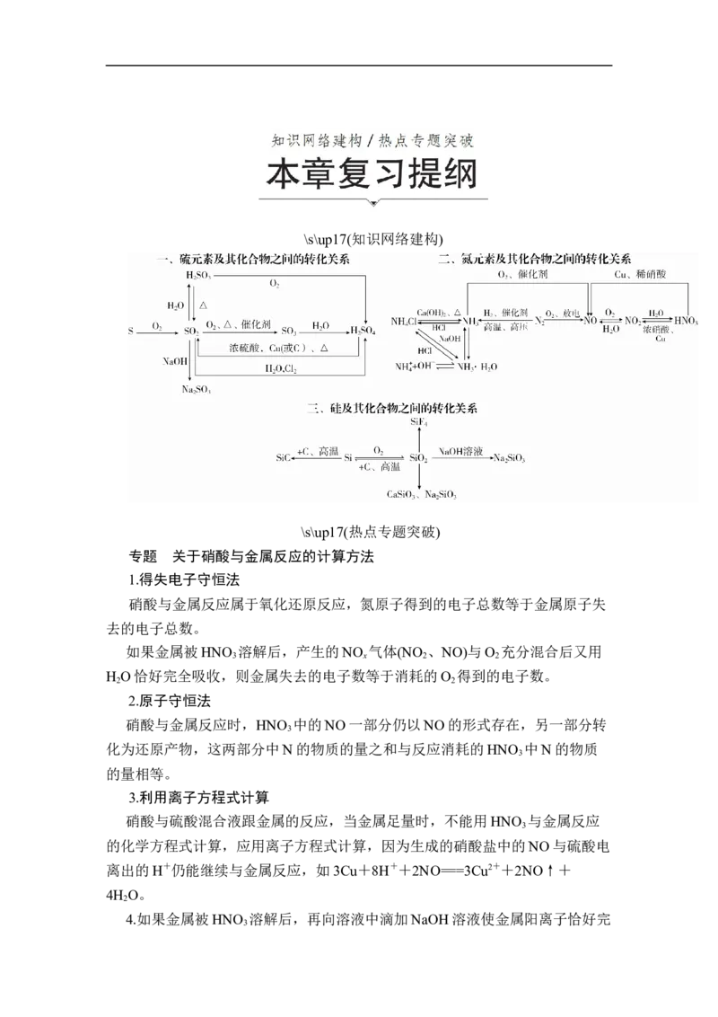 第五章《本单元综合与测试》本章复习提纲_高化_2025春-人教版高中化学_02新版高中化学必修二_9.课件+教案+练习备用_第五章化工生产中的重要非金属元素