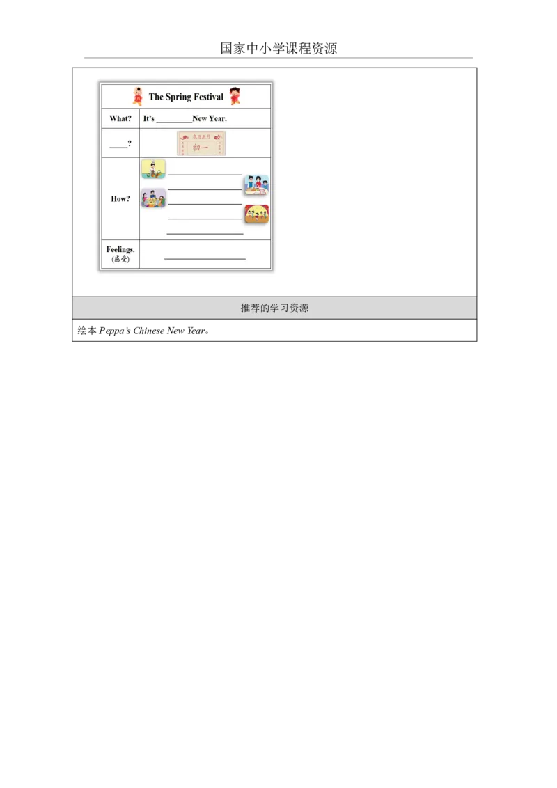 15Unit8TheSpringFestivalPartA_国家课_学习任务单_26春四年级上下册人教版_四上英语合集人教版PEP英语四年级上册新教材（教学视频+课件+动画+音频+练习+教案）_17练习资料_《小学英语》