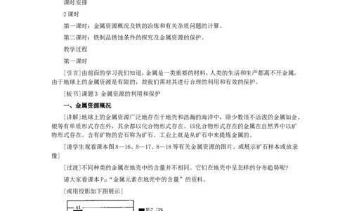 第8单元课题3金属资源的利用和保护(第1课时)_初中化学_01.人教版初中化学_01.初中化学课件PPT--教案--试题_初中化学全套_化学教案_化学：人教版九年级全册优秀教案(56份)