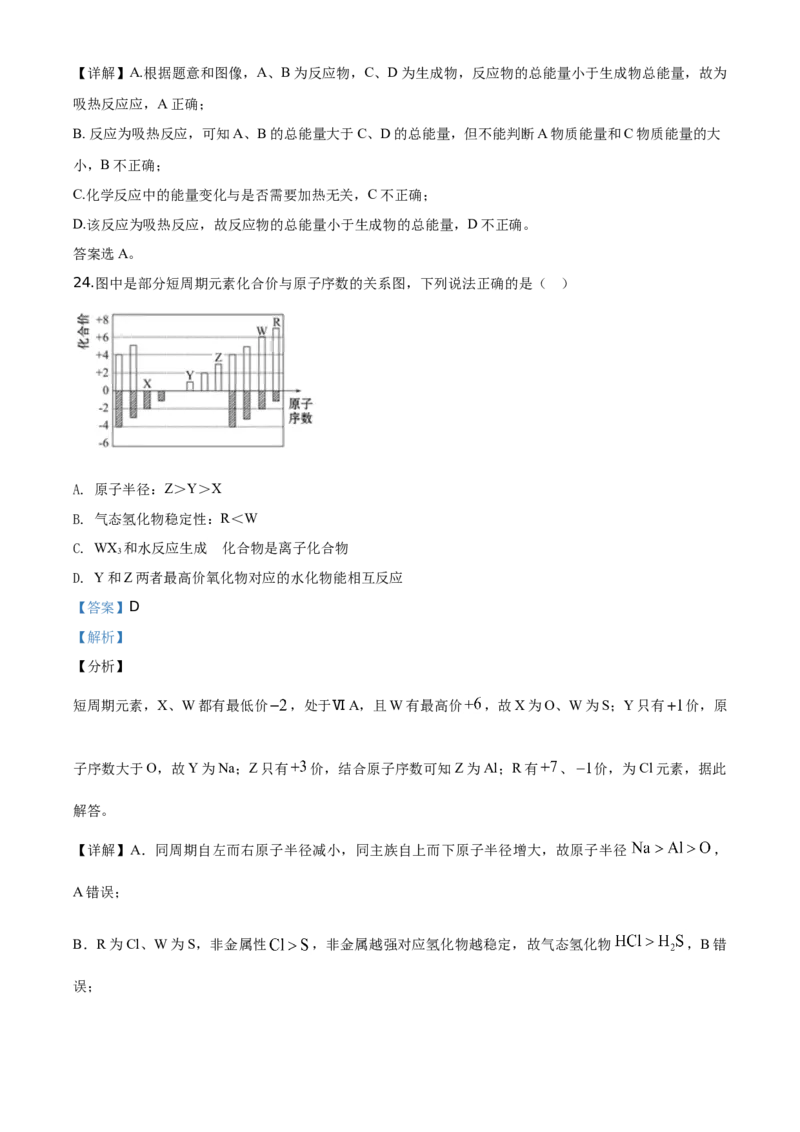 精品解析：北京市东城区北京景山学校2019~2020学年高一下学期期末考试化学试题（解析版）_高化_2025春-人教版高中化学_02新版高中化学必修二_5.试卷习题_期中期末真题
