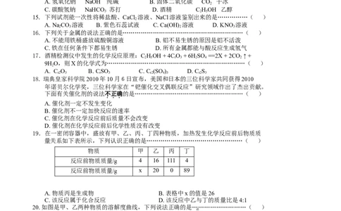 河北省2014届初中毕业生结课小模拟考试化学试题_初中化学_01.人教版初中化学_01.初中化学课件PPT--教案--试题_初中化学全套_化学试题