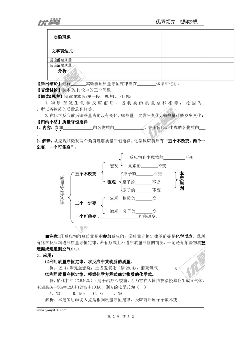 课题1质量守恒定律_初中化学_01.人教版初中化学_01.初中化学课件PPT--教案--试题_初中化学全套(课件--教案--配套)_18年初中化学9年级上_18秋九化上(RJ)--3.精品学案