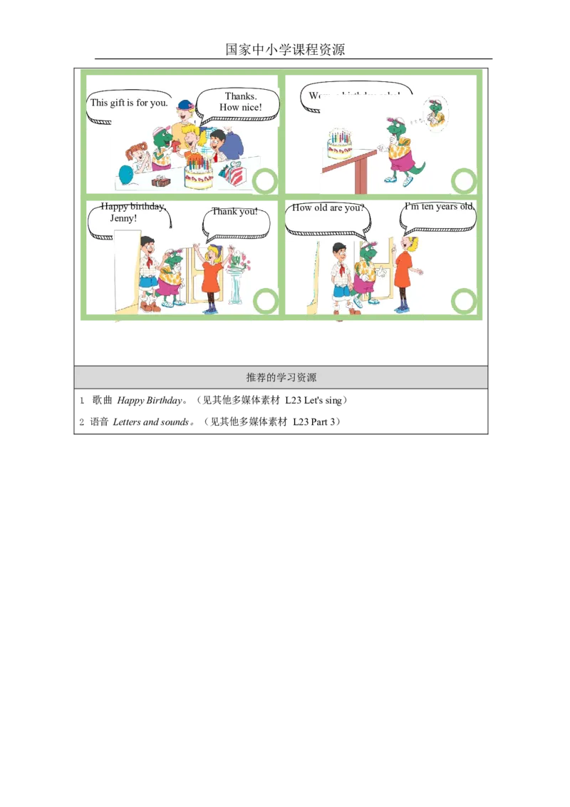 18lesson23HappyBirthday!_学习任务单_26春四年级上下册人教版_四上英语合集人教版PEP英语四年级上册新教材（教学视频+课件+动画+音频+练习+教案）_17练习资料_《小学英语》