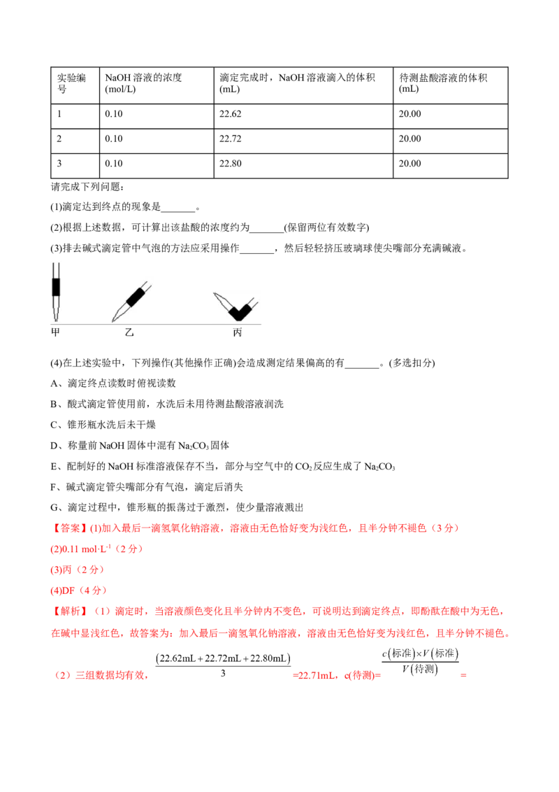 第三章章末测试（提升）（解析版）_高化_595801221724高中化学新人教版选择性必修一二三电子版教案PPT课件高中试卷_选择性必修1册（人教版）_专项练习