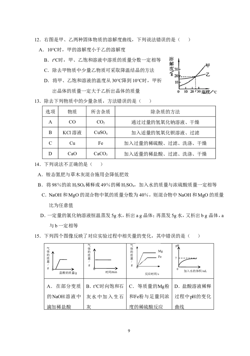 江苏省东台市2014届九年级中考调研（二模）化学试题_初中化学_01.人教版初中化学_01.初中化学课件PPT--教案--试题_初中化学全套_化学试题