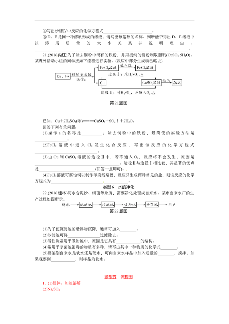 满分特训2018年中考化学专题复习重点题型突破题型五流程图_初中化学_01.人教版初中化学_07.初中化学中考总复习_满分特训2018年中考化学专题复习分类集训