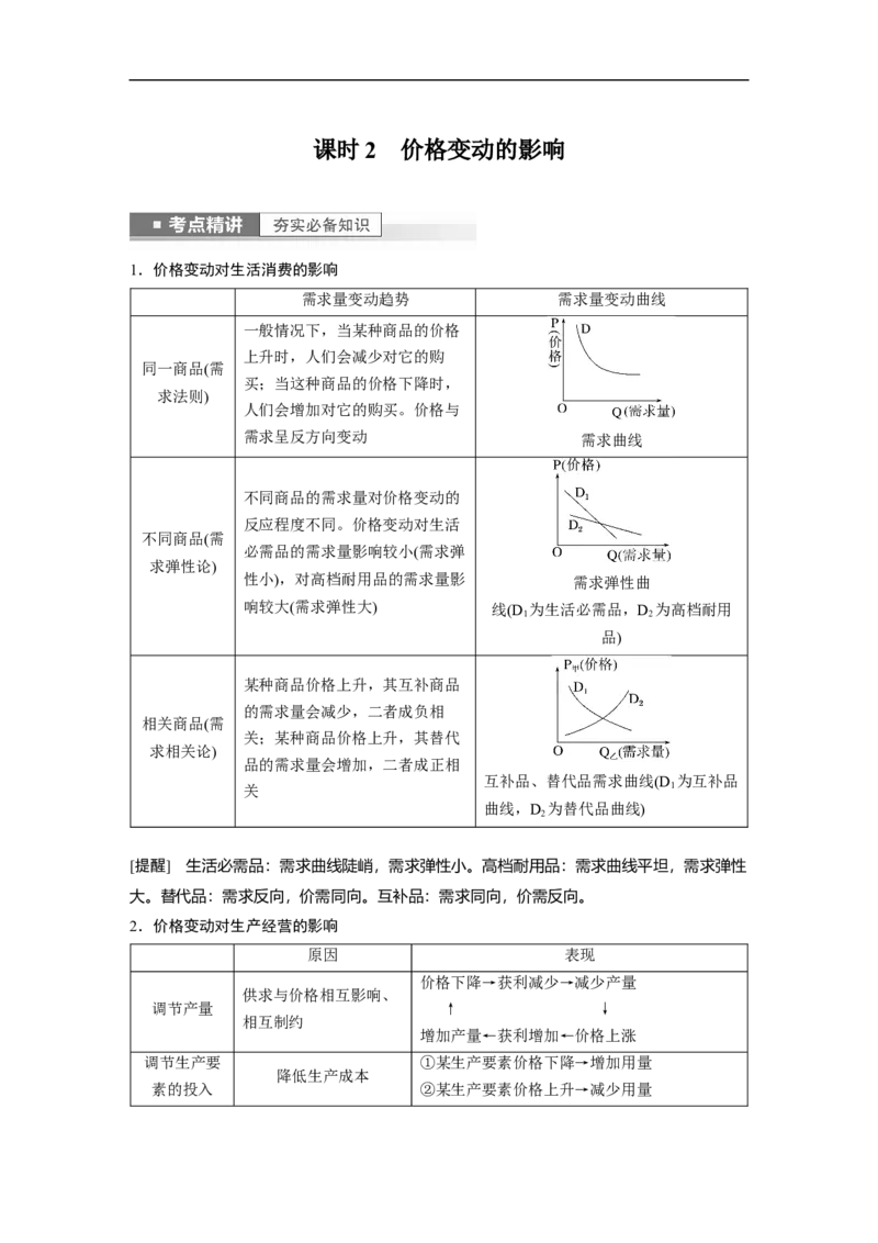 2023年高考政治一轮复习（全国版）第1单元第2课课时2价格变动的影响_8.2025政治总复习_赠品通用版（老高考）复习资料_一轮复习_2023年高考政治一轮复习讲义+课件（全国版）