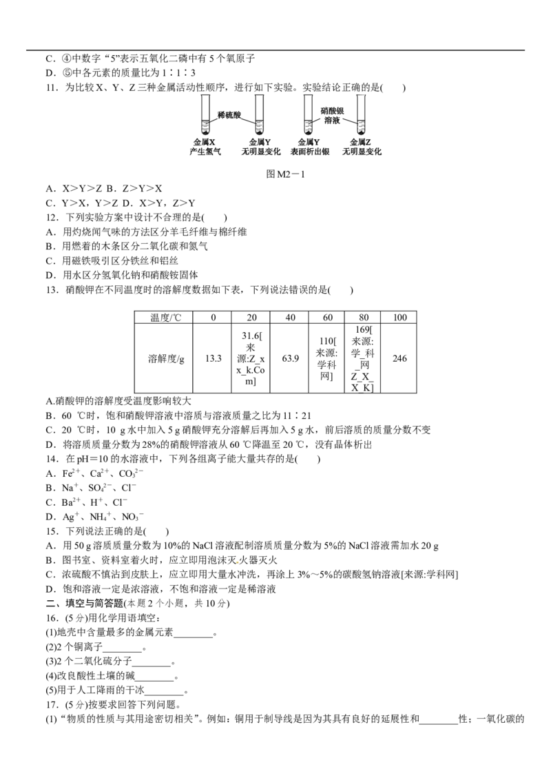 模拟试题（二）_初中化学_01.人教版初中化学_07.初中化学中考总复习_2017-2018人教版初中化学专题复习题型突破_2017-2018人教版初中化学专题复习模拟试卷5套（有答案）（5份打包）