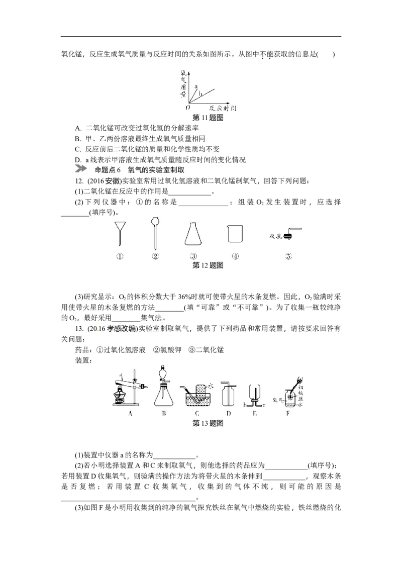 满分特训2018年中考化学专题复习分类集训专题一空气氧气_初中化学_01.人教版初中化学_07.初中化学中考总复习_满分特训2018年中考化学专题复习分类集训