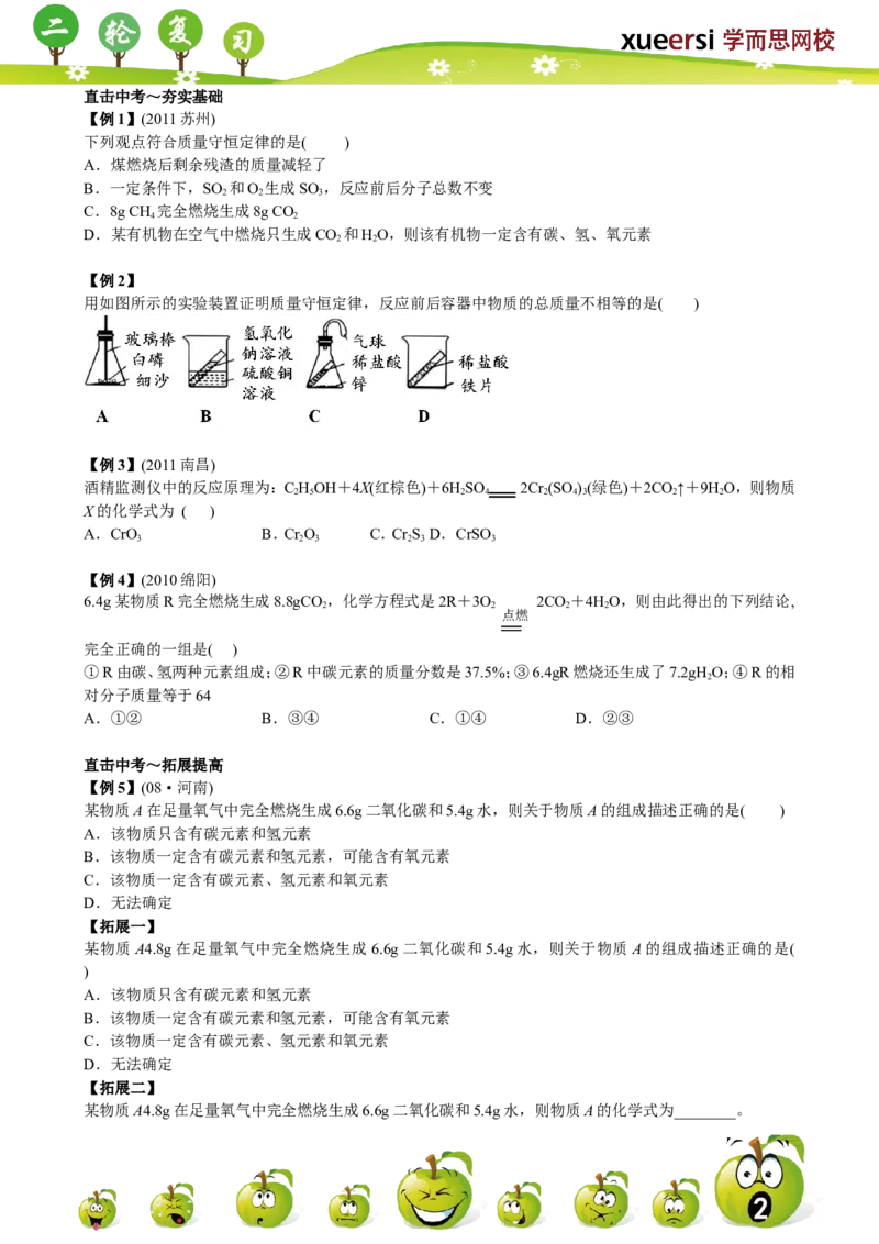 第2讲_初中化学_01.人教版初中化学_03.初中化学专项视频_[7975]2013年初三化学中考总复习15讲_第2讲质量守恒定律与化学方程式