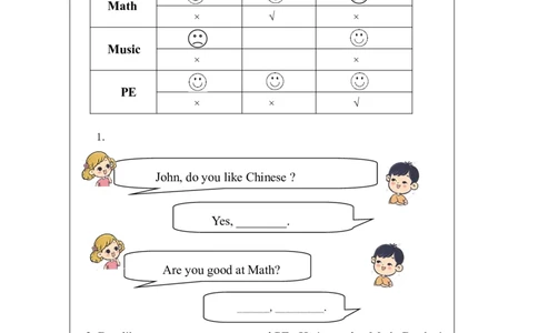 18Unit6WhatsubjectsdotheyhavethismorningPartB_国家课_课后练习_26春四年级上下册人教版_四上英语合集人教版PEP英语四年级上册新教材（教学视频+课件+动画+音频+练习+教案）_17练习资料