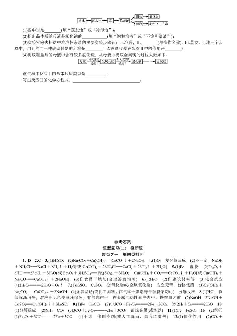 题型复习（二）推断题_初中化学_01.人教版初中化学_07.初中化学中考总复习_2018年中考化学一轮复习课件+测试_2018年中考化学一轮复习课件+测试：题型复习（二）推断题(共2份打包)