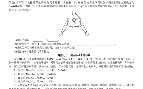 题型复习（二）推断题_初中化学_01.人教版初中化学_07.初中化学中考总复习_2018年中考化学一轮复习课件+测试_2018年中考化学一轮复习课件+测试：题型复习（二）推断题(共2份打包)