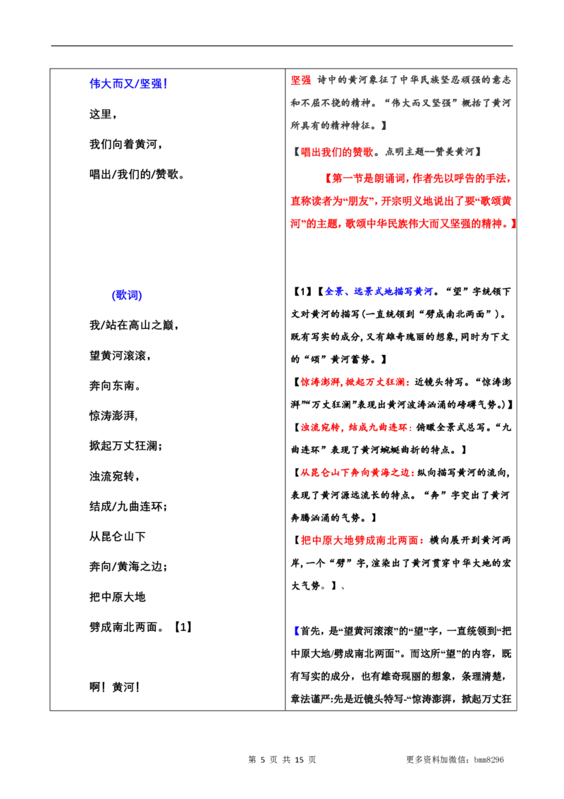 第05讲《黄河颂》_新人教版七下语文学习资料包_9.寒假预习课讲义+作业练习_七下语文寒假预习课