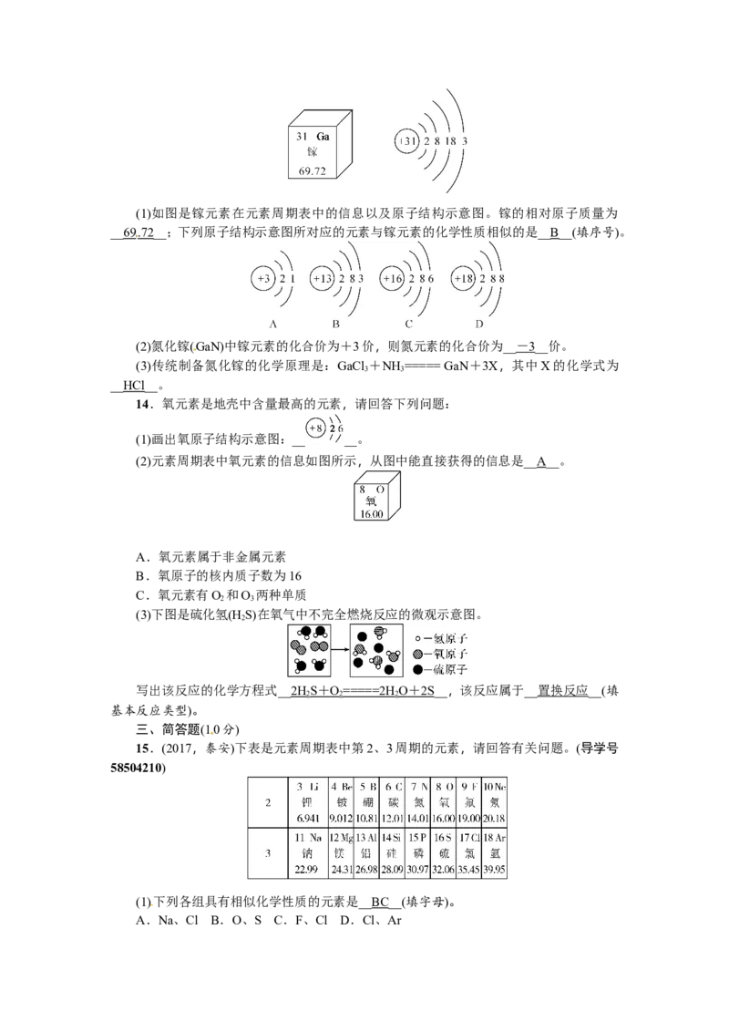 第6讲元素_初中化学_01.人教版初中化学_07.初中化学中考总复习_2018年（聚焦新中考）人教版_2018年（聚焦新中考）人教版考点跟踪突破全套（22份打包）