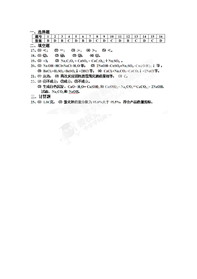 （人教版）九年级下册：第11单元试卷（试题内容：盐与化学肥料）_初中化学_01.人教版初中化学_01.初中化学课件PPT--教案--试题_初中化学18年试卷_人教版九年级化学下册2018