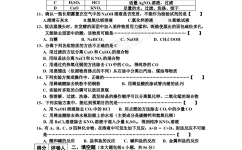 （人教版）九年级下册：第11单元试卷（试题内容：盐与化学肥料）_初中化学_01.人教版初中化学_01.初中化学课件PPT--教案--试题_初中化学18年试卷_人教版九年级化学下册2018