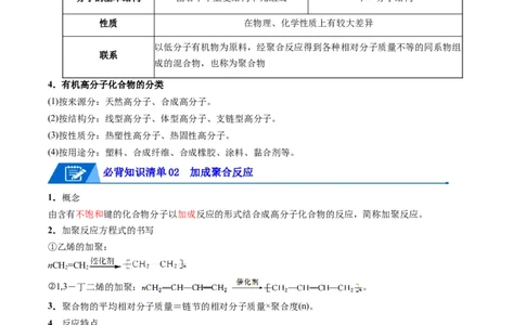 第五章合成高分子速记清单-（人教版2019选择性必修3）（教师版）_高化_595801221724高中化学新人教版选择性必修一二三电子版教案PPT课件高中试卷_选择性必修3册（人教版）_知识清单