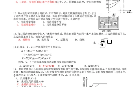 第8，9单元测试题及答案_初中化学_01.人教版初中化学_01.初中化学课件PPT--教案--试题_初中化学18年试卷_人教版九年级化学下册2018_2015初中化学九年级下册单元检测