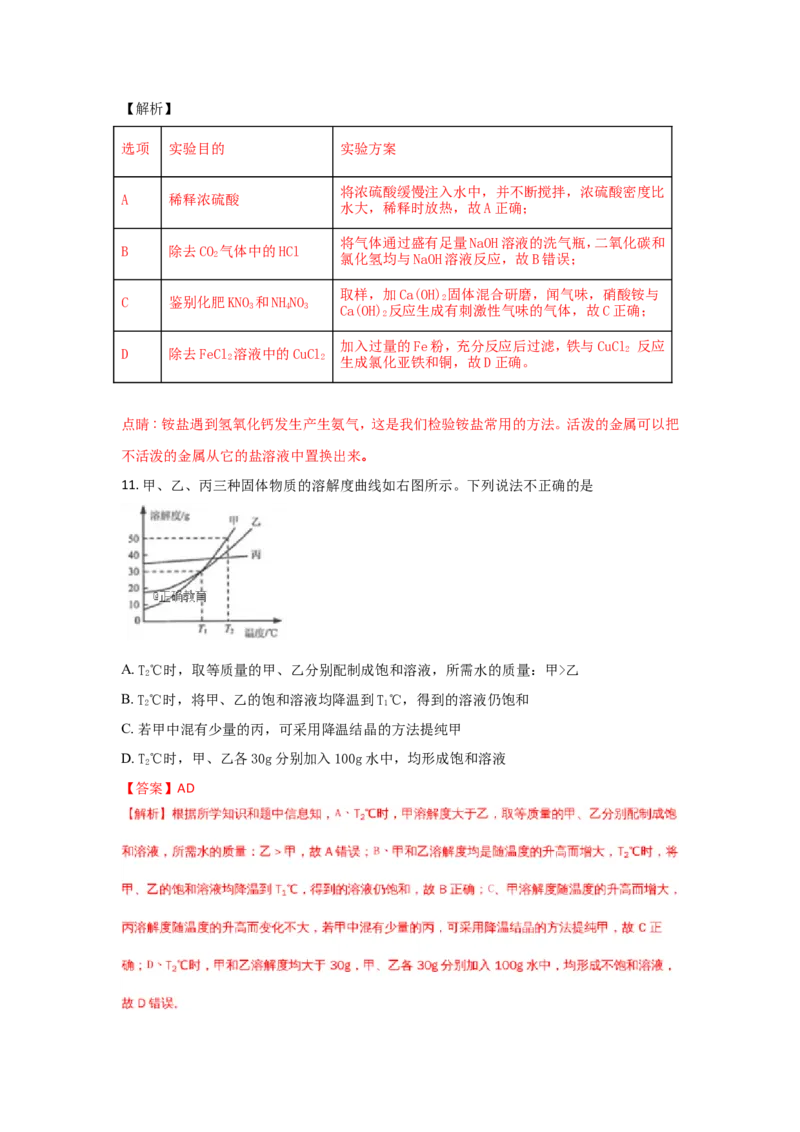 江苏连云港市2018年中考化学试题（word版含解析）_初中化学_01.人教版初中化学_06.初中化学中考真题