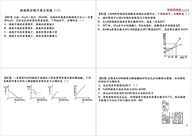溶液综合练习重点突破（二）_初中化学_01.人教版初中化学_03.初中化学专项视频_8837中考化学溶液综合练习重点突破2讲陈潭飞_第2讲溶液综合练习重点突破（二）