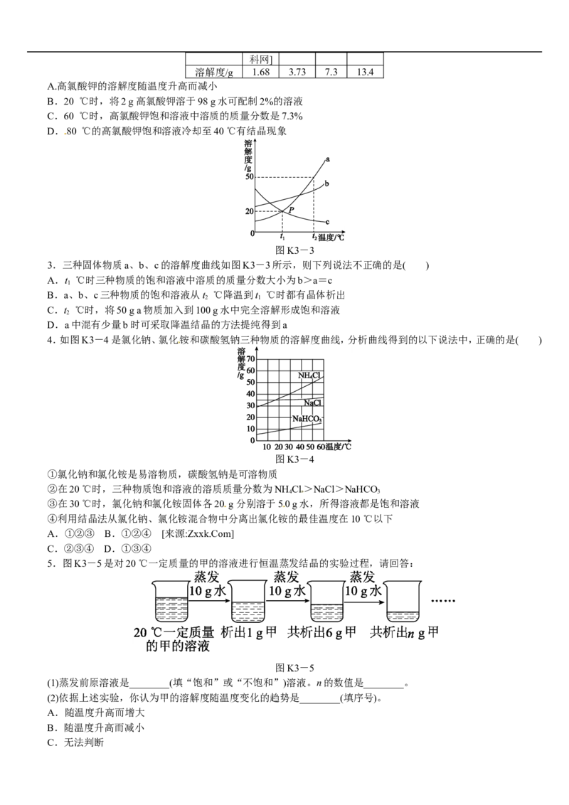 第3课时　溶液的形成　溶解度_初中化学_01.人教版初中化学_07.初中化学中考总复习_2017-2018人教版初中化学专题复习题型突破
