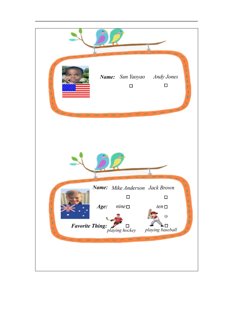 0908三年级英语（人教版）《Unit+1+Myself》(第五课时)-+任务单_26春四年级上下册人教版_四上英语合集人教版PEP英语四年级上册新教材（教学视频+课件+动画+音频+练习+教案）_17练习资料