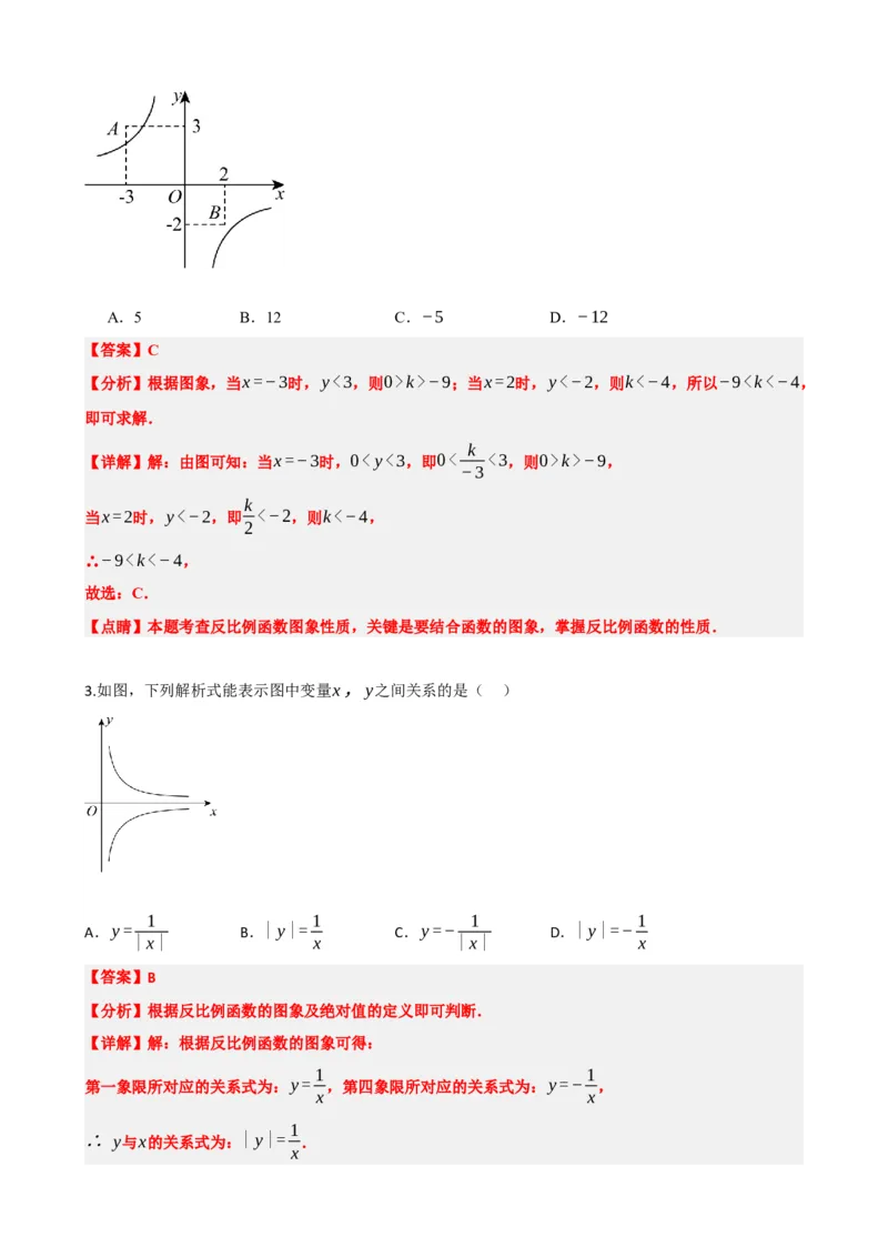 专题12反比例函数（解析版）_中考数学一轮复习word_解析版