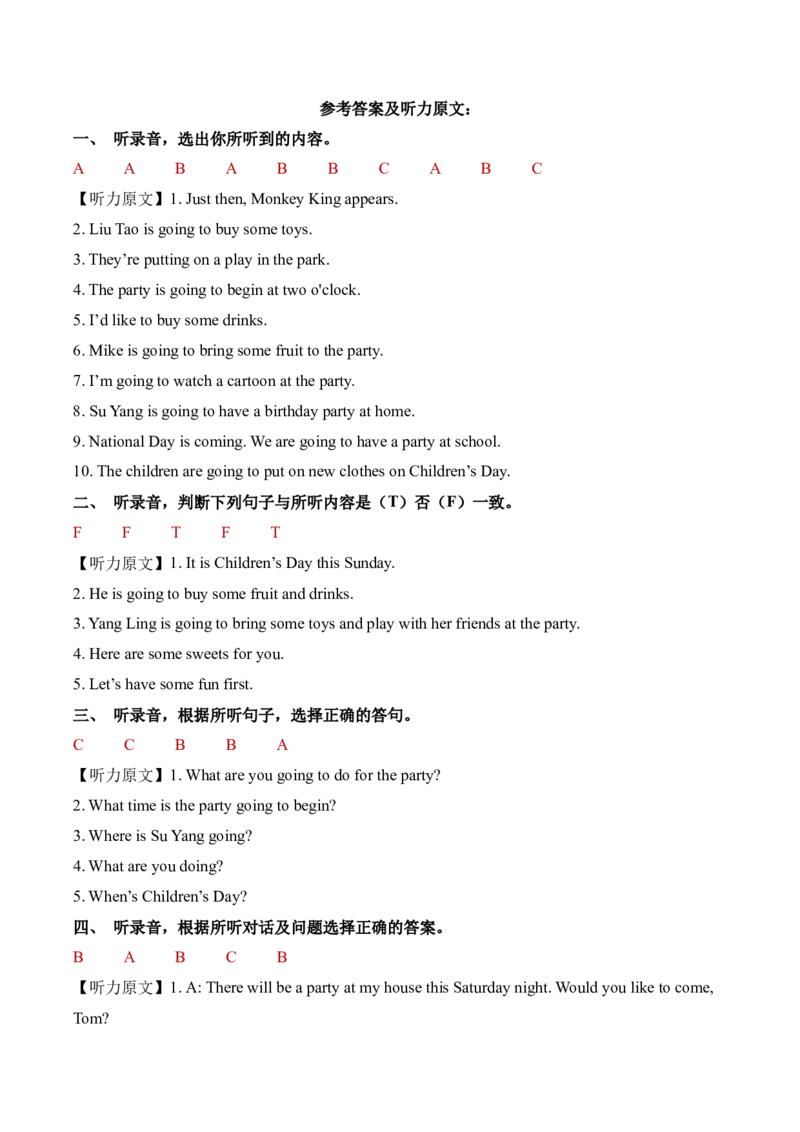 Unit5Aparty单元听力专项_听力专项练习-T4_2025版_Unit5Aparty单元听力专项-（译林版三起）