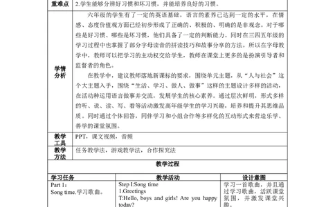 Unit2第3课时（教学设计）Song&Cartoontime-（译林版三起）_教学设计